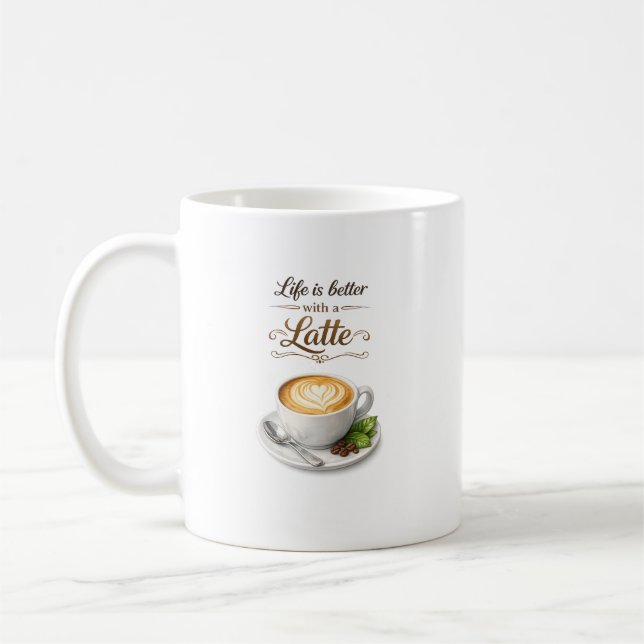 Livet är bättre med en latte kaffecitat-design kaffemugg (Vänster)