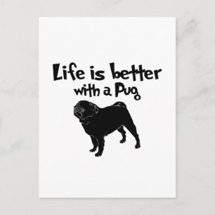 Livet är bättre med en pug vykort