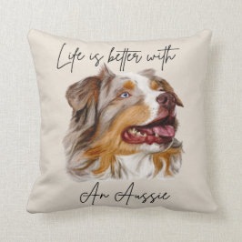 Livet är bättre med en röd Merle Aussie Pillow Kudde