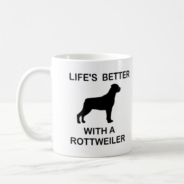 Livet är bättre med en Rottweiler Kaffemugg (Vänster)
