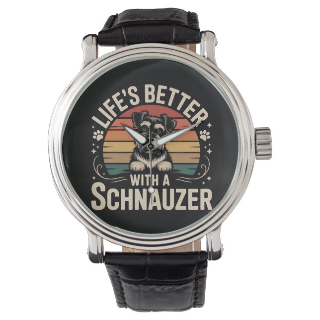 Livet är bättre med en Schnauzer Armbandsur (Framsida)