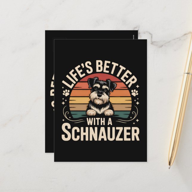 Livet är bättre med en Schnauzer Helg Vykort (Fram/Back In Situ)