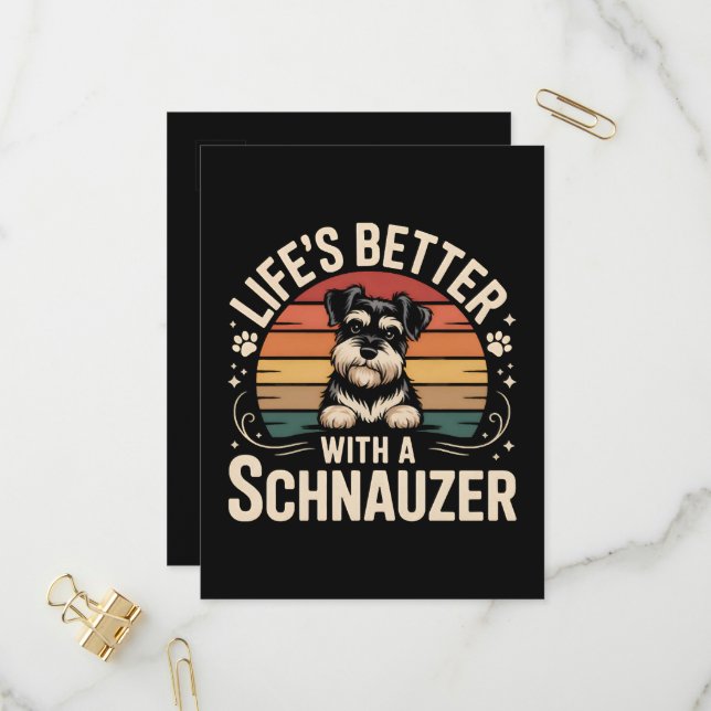 Livet är bättre med en Schnauzer Inbjudan Vykort (Fram/Back In Situ)