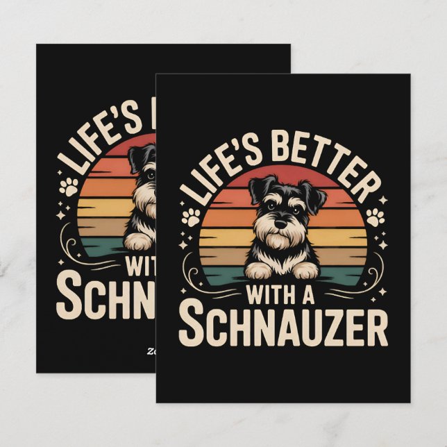 Livet är bättre med en Schnauzer Julkort (Fram/baksida)