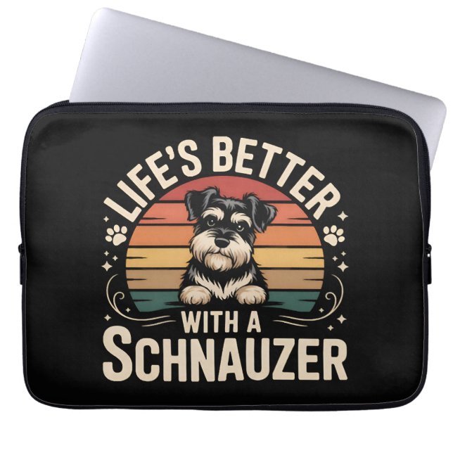 Livet är bättre med en Schnauzer Laptop Fodral (Framsidan)