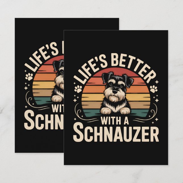 Livet är bättre med en Schnauzer Tack Kort (Fram/baksida)