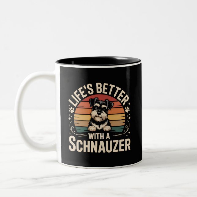 Livet är bättre med en Schnauzer Två-Tonad Mugg (Vänster)