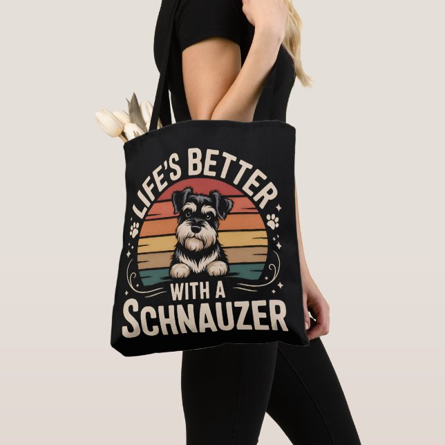 Livet är bättre med en Schnauzer Tygkasse (Närbild)