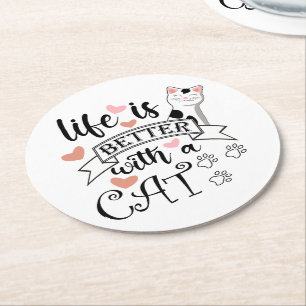 Livet är bättre med en slogan med citattecken för  underlägg papper rund