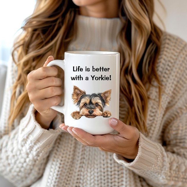 Livet är bättre med en yorkie frostad glasmugg (Skapare uppladdad)