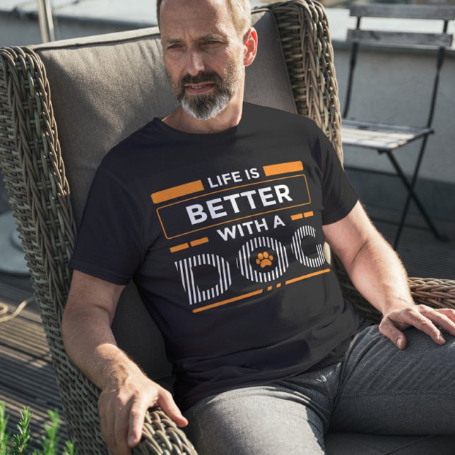 Livet är bättre med ett modernt grått och vitt hun t shirt (Skapare uppladdad)