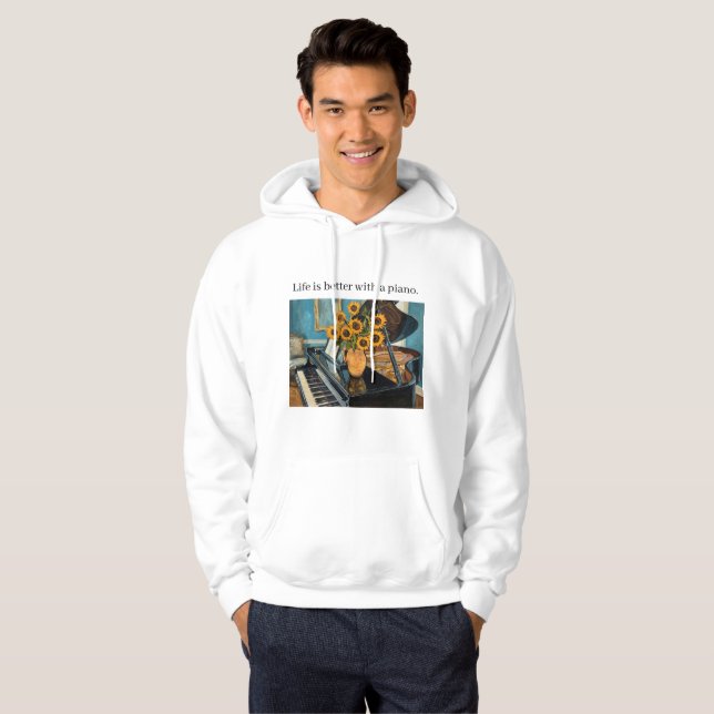 Livet är bättre med ett piano - Supertröja! Hoodie (Hel framsida)