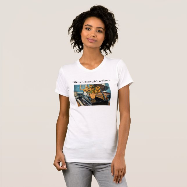 Livet är bättre med ett piano - vacker konst! t shirt (Hel framsida)