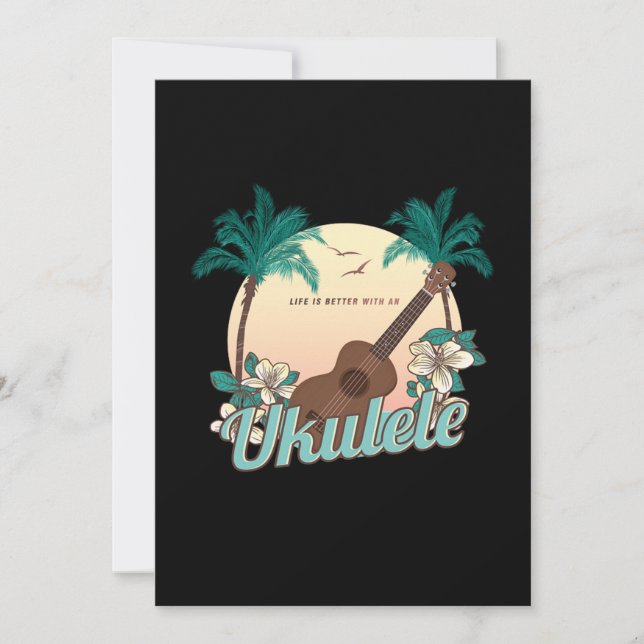 Livet är bättre med ett Ukulele-ljud med akustisk  Inbjudningar (Framsida)