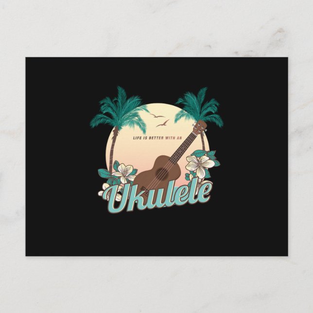 Livet är bättre med ett Ukulele-ljud med akustisk  Vykort (Framsida)