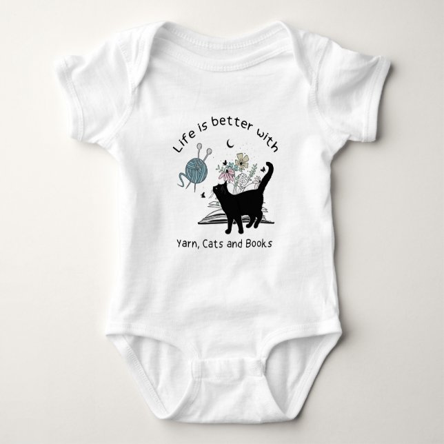 Livet är bättre med garnkatt och Bokar T Shirt (Framsida)