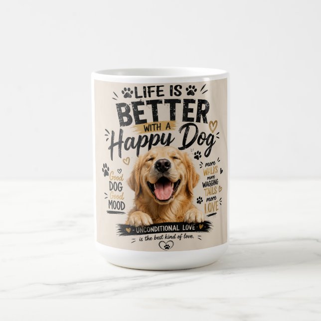 Livet är Bättre Med Glada Hundar Design Kaffemugg (Center)