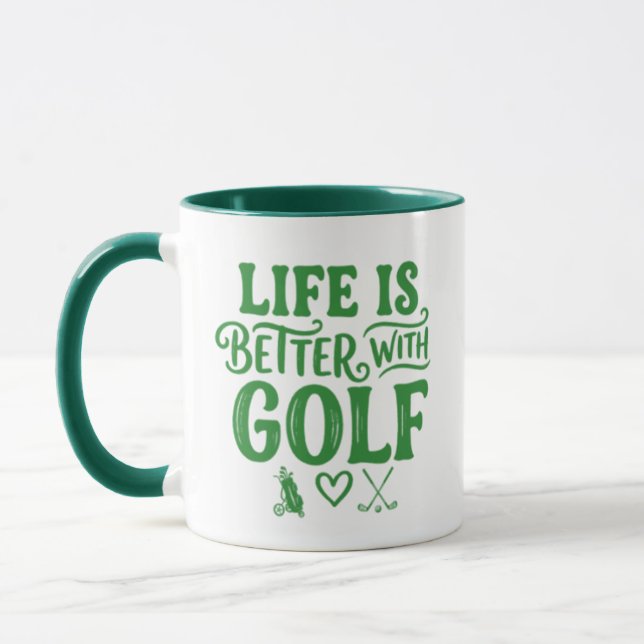 Livet är bättre med golfmugg - rolig golfarepresen mugg (Vänster)