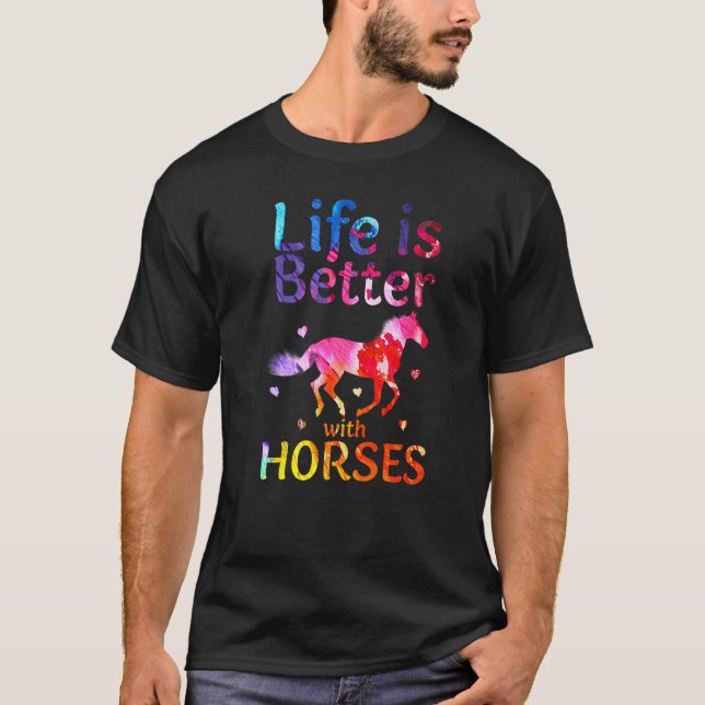 Livet är bättre med  H för hästar T Shirt (Framsida)