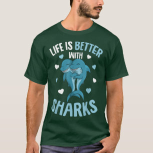 Livet är bättre med Hajar Kids Women Girls Shark T Shirt