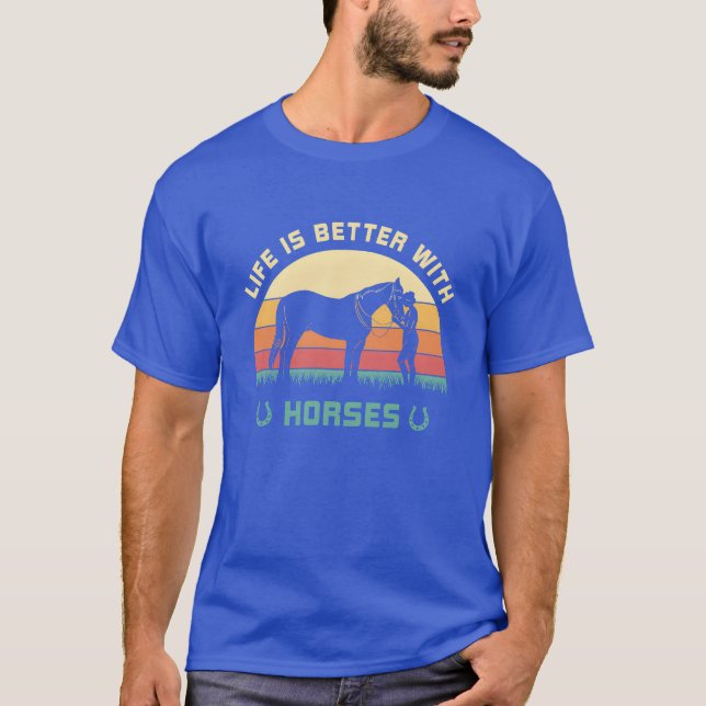 Livet är bättre med hästar Riding stable horseback T Shirt (Framsida)