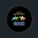 Livet är bättre med hästdjurshöns som rider Gif Knapp<br><div class="desc">Livet är bättre med hästar från djurhästar från Riding Gift Horse</div>