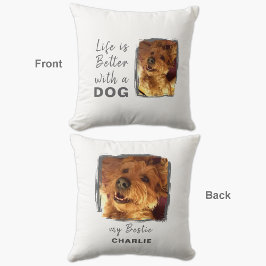 Livet är bättre med hund 2-foto namn vit grått kudde