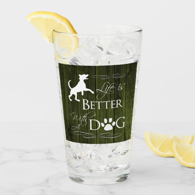 Livet är bättre med Hund Glass Kopp - Grönt (Framsida Ice)