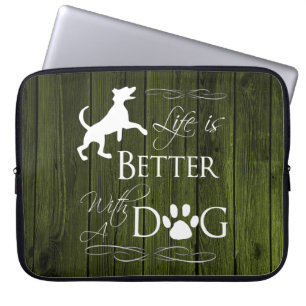 Livet är bättre med Hund Laptop sleeve - Grönt