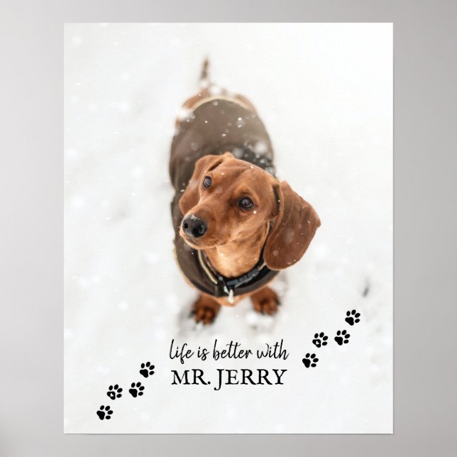Livet är bättre med Hund Photo Hund Namn Poster me (Framsidan)