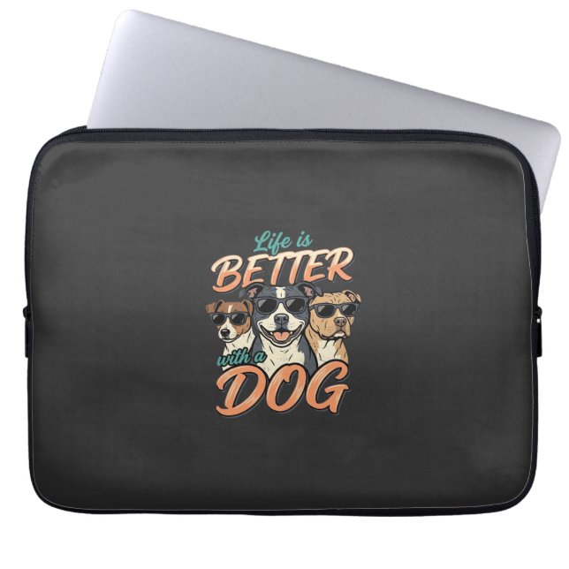 Livet Är Bättre Med Hund Vektor Laptop Fodral (Framsidan)