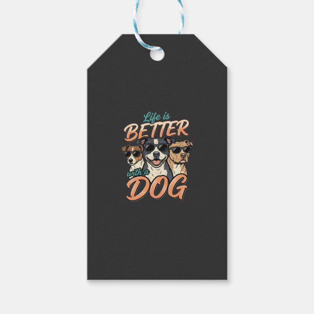 Livet Är Bättre Med Hund Vektor Presentetikett (Framsidan)