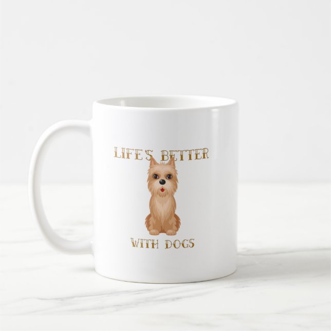 Livet är bättre med Hundar - Kairn Terrier Kaffemugg (Vänster)