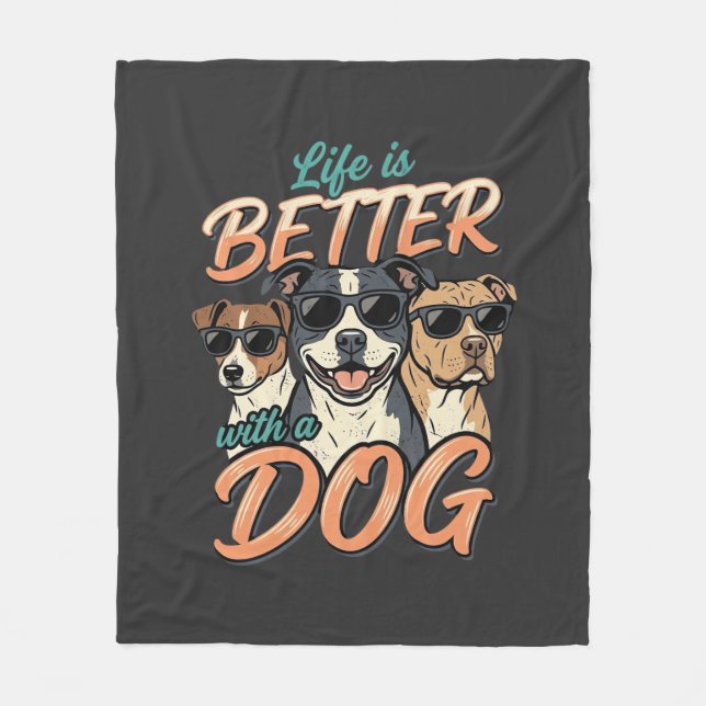 Livet är bättre med hundvektor fleecefilt (Framsidan)