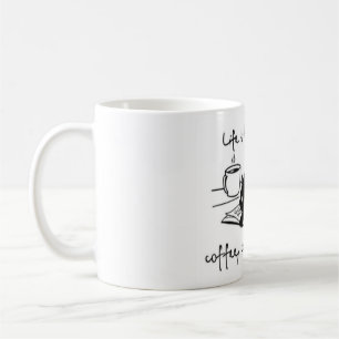 Livet är bättre med kaffe, katter och bokar! kaffemugg