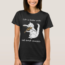 Livet är bättre med katt och musik, katt och musik t shirt