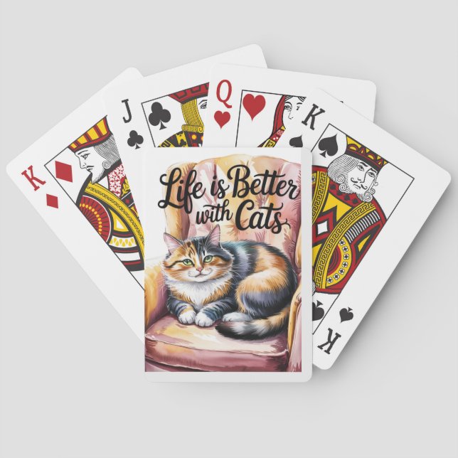 "Livet är bättre med katter. Casinokort (Baksidan)