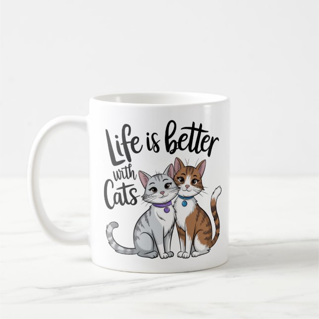 Livet är bättre med katter - dålig kunddesign kaffemugg (Vänster)