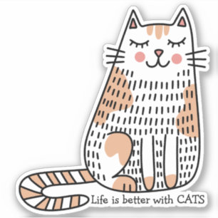 Livet är bättre med katter Doodle Klistermärken