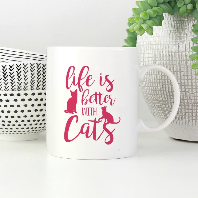 Livet är bättre med katter | Katt Lover Kaffemugg (Skapare uppladdad)