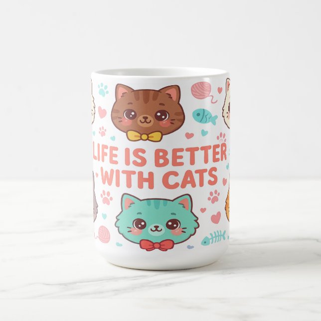 Livet är Bättre Med Katter - Kattälskare Present Kaffemugg (Center)