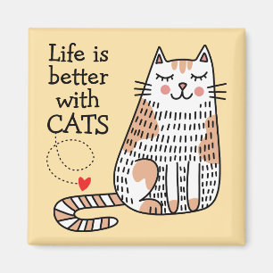 Livet Är Bättre Med Katter Klotter Magnet