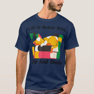 Livet är bättre med katter och Bokar Älskare Black T Shirt