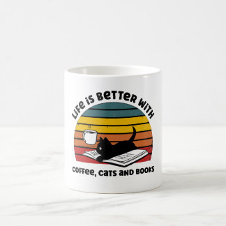 Livet är bättre med katter och Bokar Kaffemugg