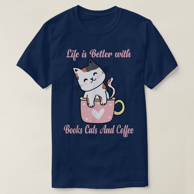 Livet är bättre med katter och kaffe av Bokar SH T Shirt (Design framsida)