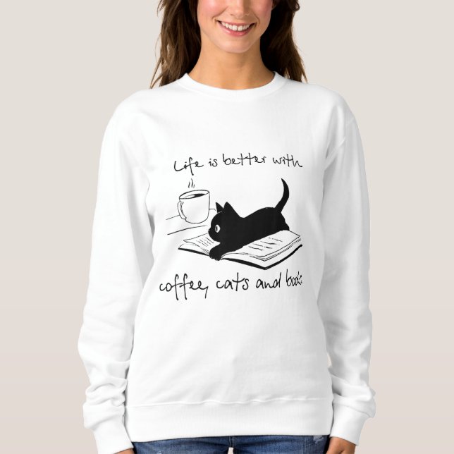 Livet är bättre med katter och kaffe av Bokar T Shirt (Framsida)
