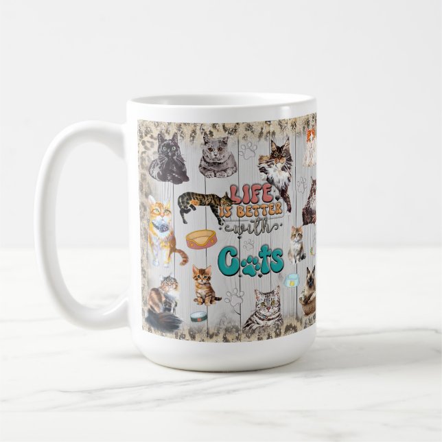 Livet är bättre med katter som anpassar sig kaffemugg (Vänster)