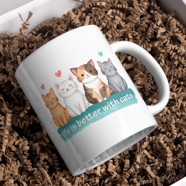 Livet Är Bättre Med Katter Söt Kattälskare Kaffe M Kaffemugg (Skapare uppladdad)