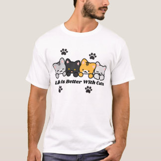 Livet är Bättre med Katter Söt Kattdekal T Shirt