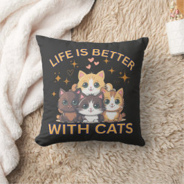 Livet Är Bättre Med Katter Söta Kattungar Kastkudd Kudde
